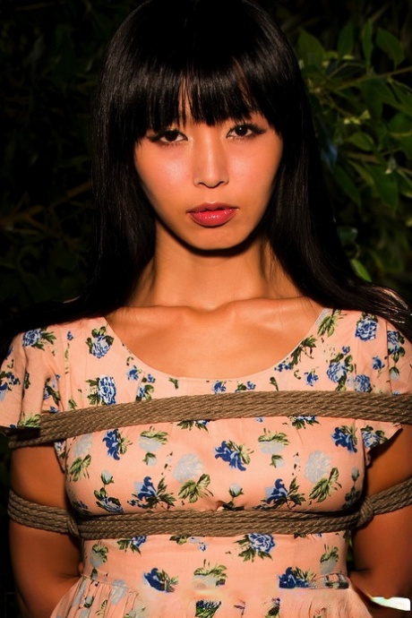 Japanese chick Marica Hase is masturbated while restrained with rope